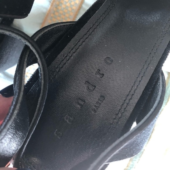 Black Sandro Women’s Adrianne Velvet Sandals - Picture 10 of 14